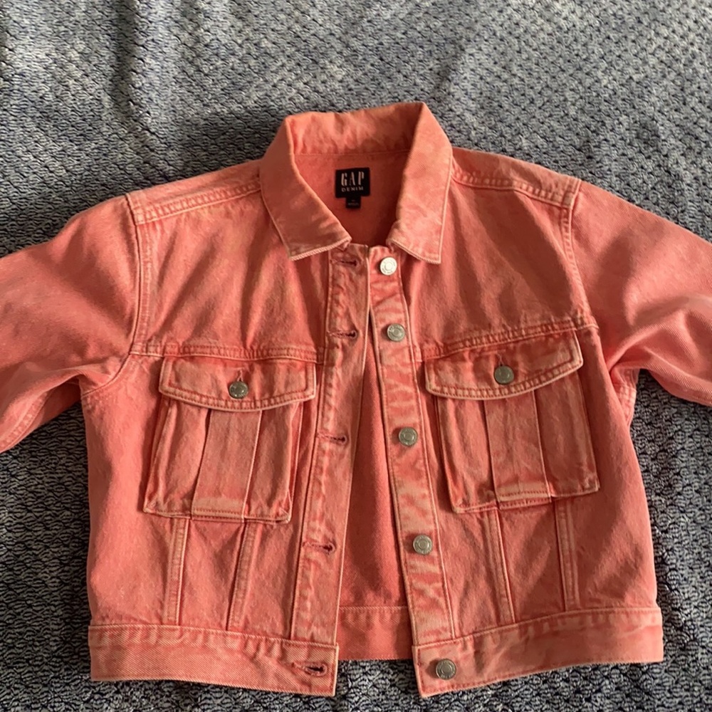 NWOT Gap Red Denim Cropped Jacket